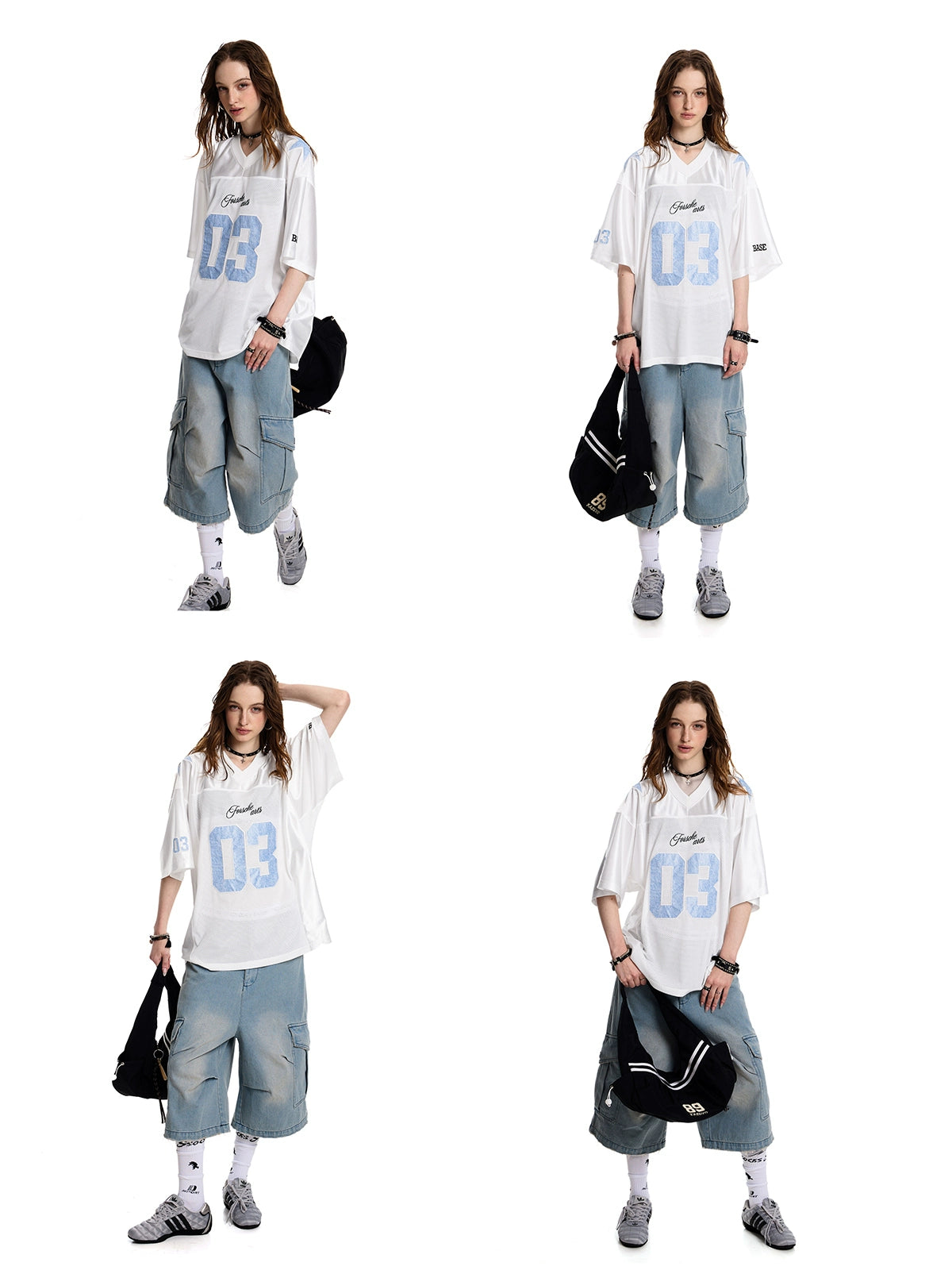 American blokette jersey short sleeve T-shirt women's loose retro breathable mesh sports tops