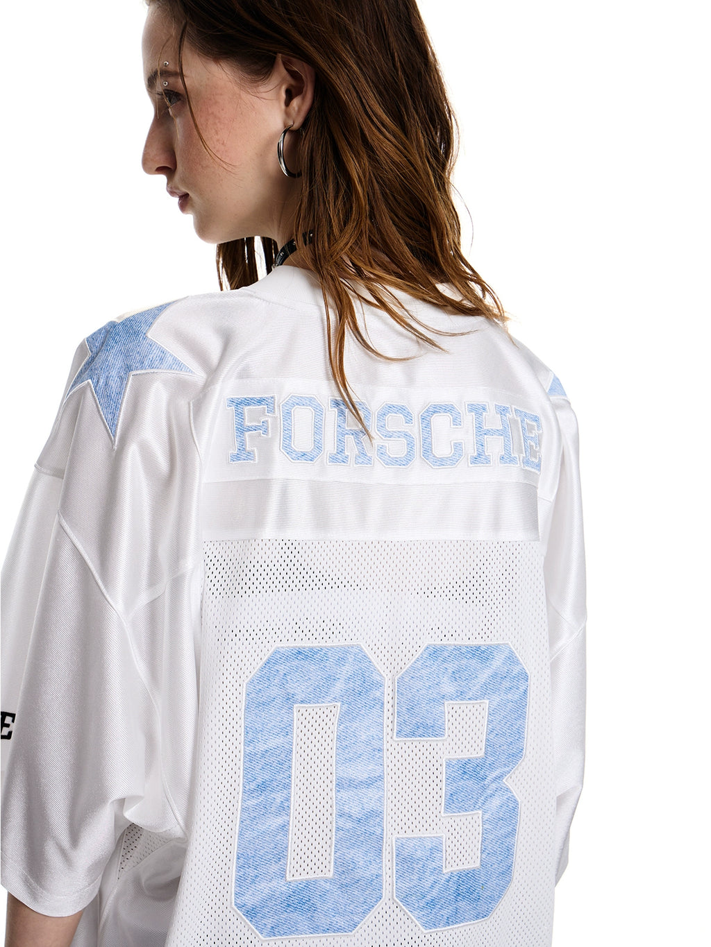 American blokette jersey short sleeve T-shirt women's loose retro breathable mesh sports tops