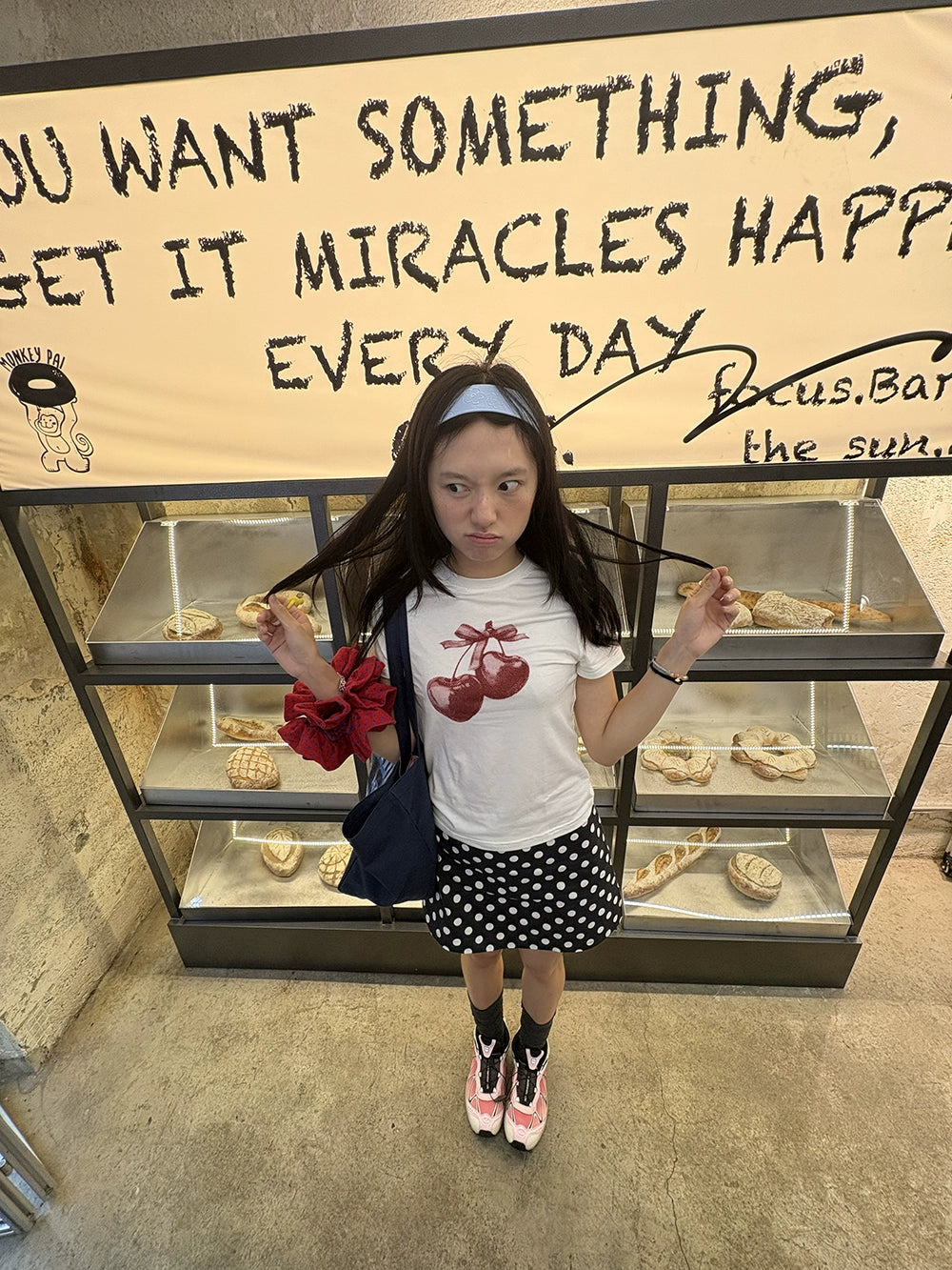 star same genuine cherry print niche crew neck short-sleeved shoulder T-shirt