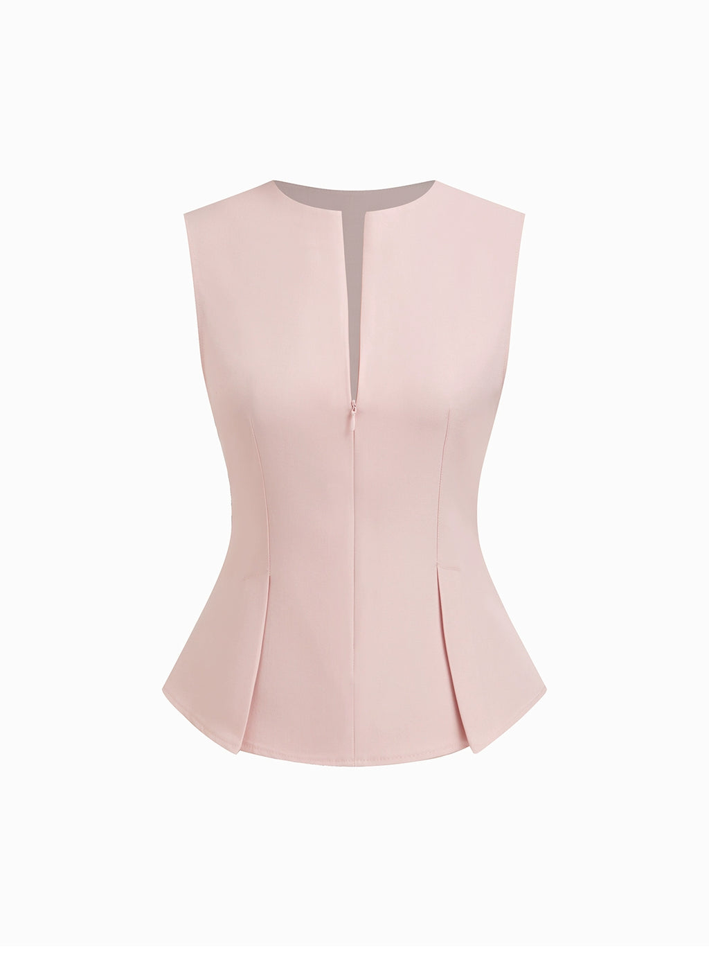 Half Zip Pleated Temperament Sleeveless Vest Top