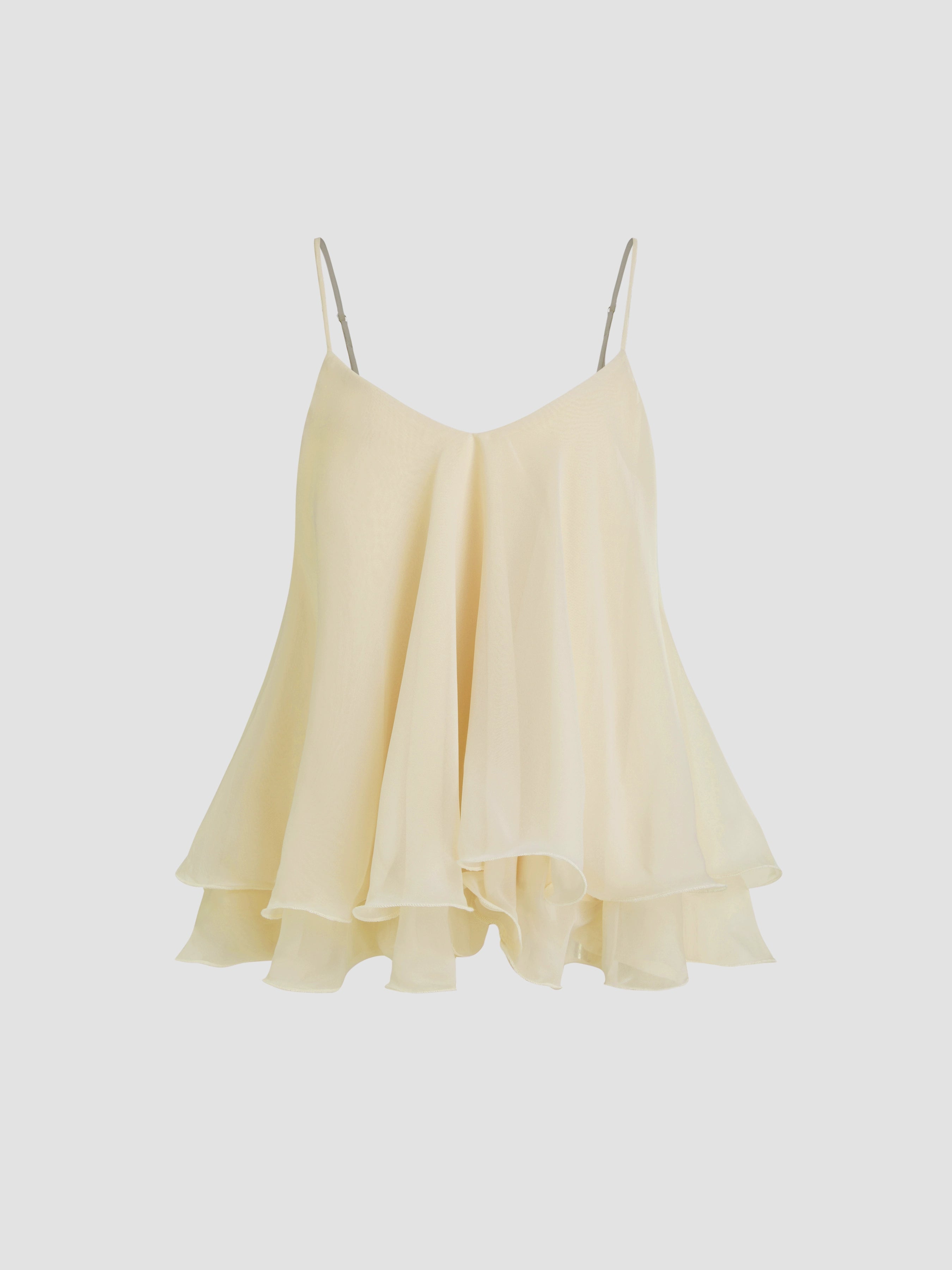 Lace-up Lace-up Ruffled Mesh Tulle Suspender Cropped Top