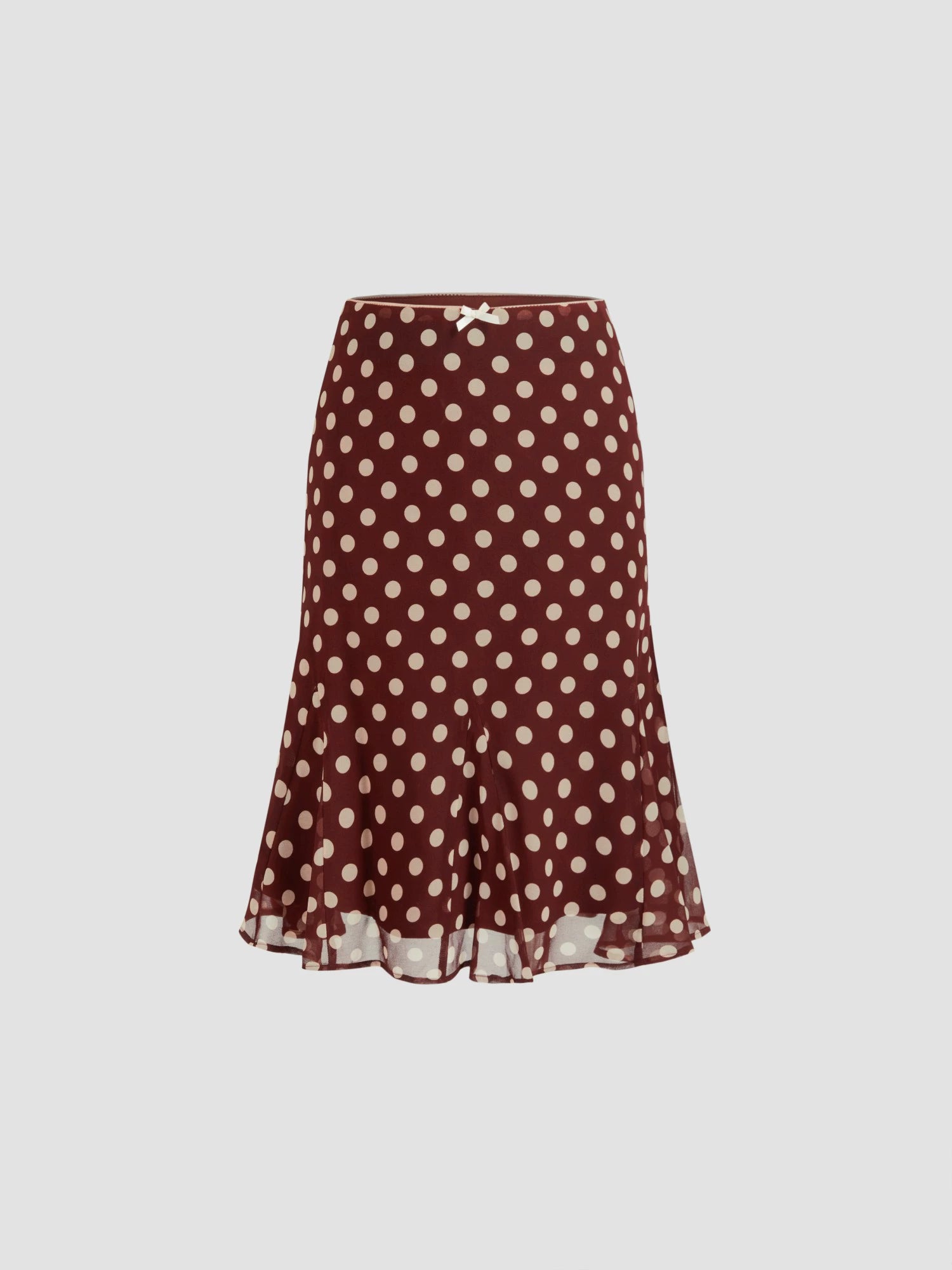 Brown American Vintage Polka Dot Short Chiffon Backless Suspender Top with Lace-up Silk Scarf