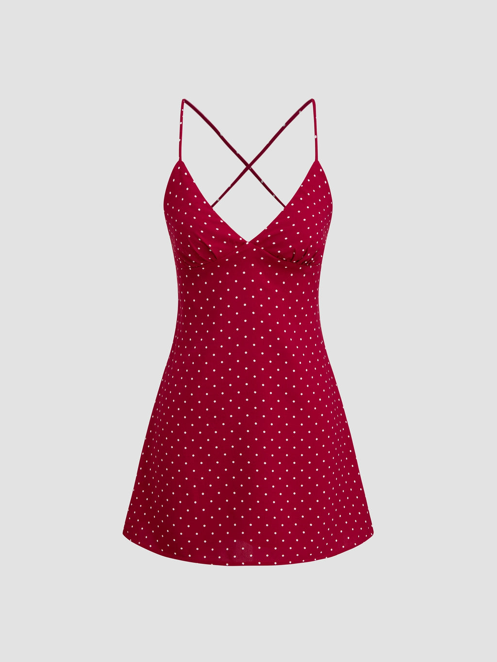 Playful Little Polka Dot Lace-up Sexy V-Neck Backless Slip Dress