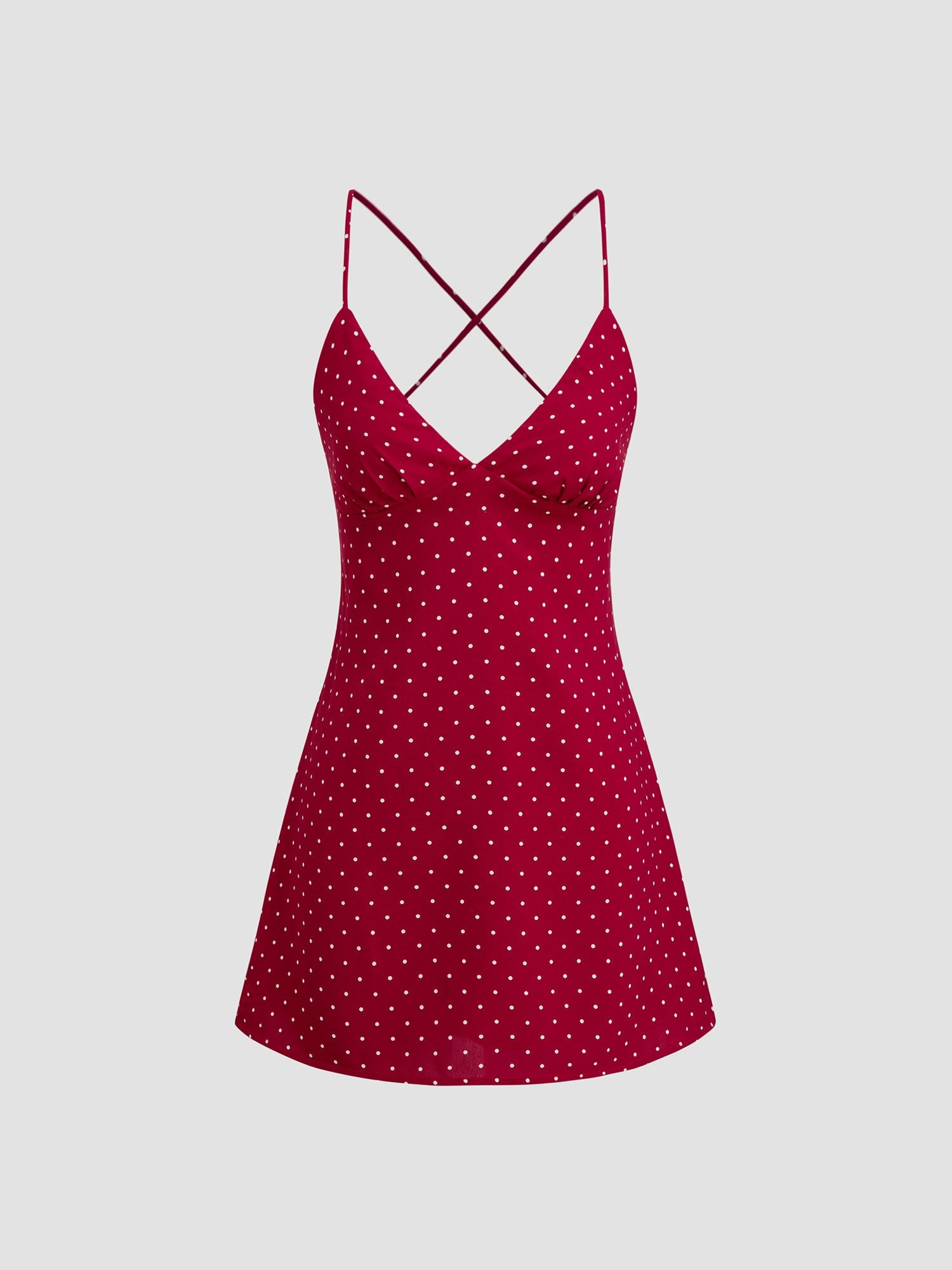 Playful Little Polka Dot Lace-up Sexy V-Neck Backless Slip Dress
